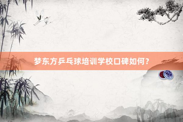 梦东方乒乓球培训学校口碑如何？